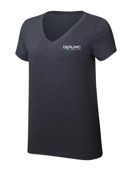 Womens Simply Soft V-Neck Heather Charcoal 4.5oz  Poly/Combed Ring Spun Cotton T-Shirt w/Darling Ingredients Logo