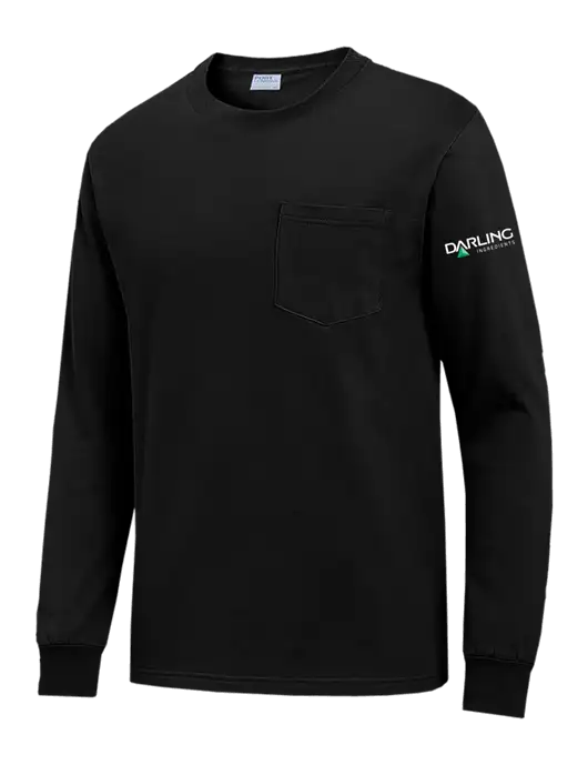 Black Long Sleeve Heavyweight 6.1 oz Pocket T-Shirt w/Darling Ingredients Logo