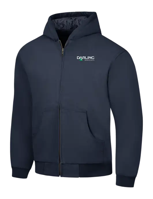 CornerStone Navy Duck Cloth Hooded Work Jacket w/Darling Ingredients Logo