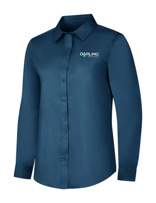 Light Navy Womens Long Sleeve Superpro React Twill Shirt w/Darling Ingredients Logo