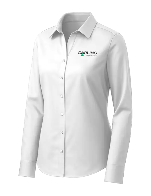 Brooks Brothers Womens White Wrinkle-Free Stretch Pinpoint Shirt w/Darling Ingredients Logo
