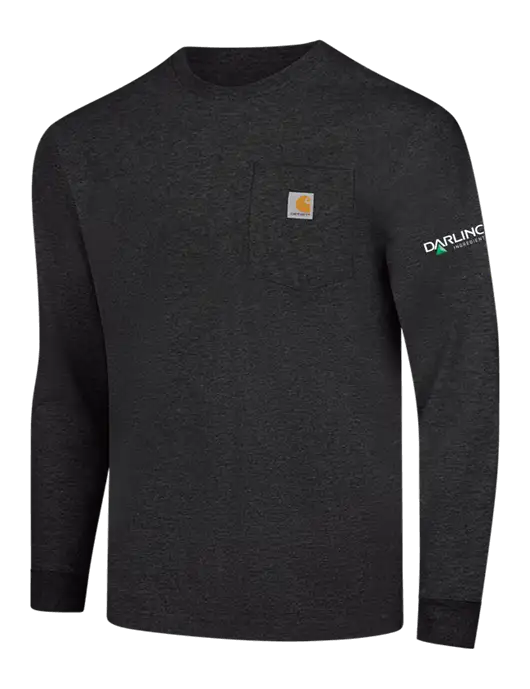 Carhartt Dark Grey Heather Workwear Pocket Long Sleeve T-Shirt w/Darling Ingredients Logo