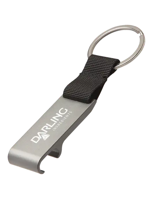 Gunmetal Bottle Opener & Key Ring w/Darling Ingredients Logo