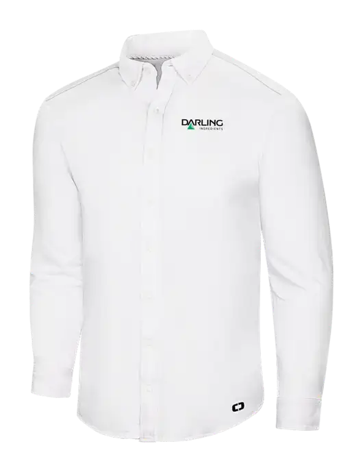 OGIO Bright White Modern Code Stretch Button-Up Shirt w/Darling Ingredients Logo