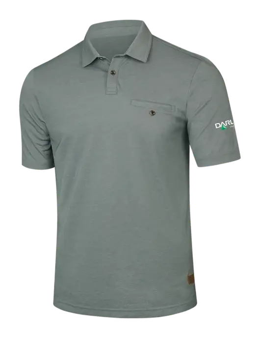 TravisMathew Dark Green Heather Sunsetters Pocket Polo w/Darling Ingredients Logo