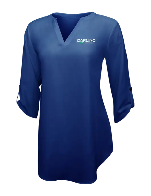 Dark Royal Womens 3/4 Sleeve Tunic Blouse w/Darling Ingredients Logo