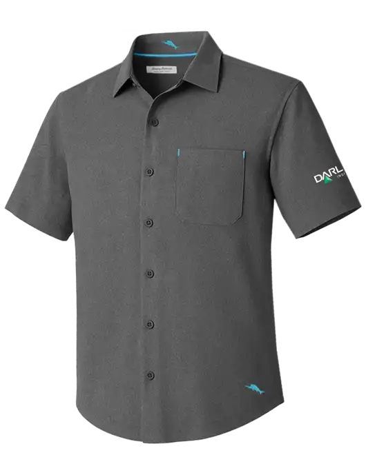 Tommy Bahama Charcoal Sandy Point Short Sleeve Shirt w/Darling Ingredients Logo