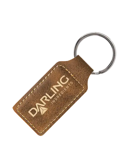 Rustic Laserable Leatherette Rectangle Keychain w/Darling Ingredients Logo