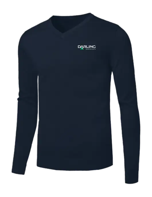 Brooks Brothers Navy Washable Merino V-Neck Sweater w/Darling Ingredients Logo