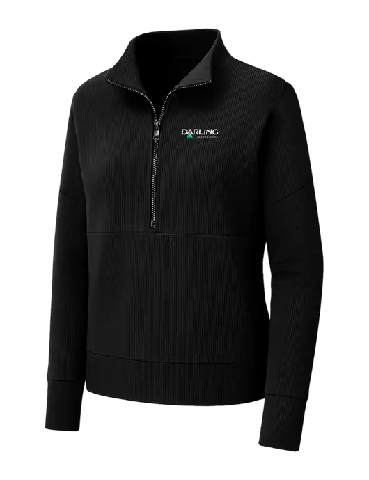 Mercer+Mettle Womens Black Linear Texture Quarter Zip w/Darling Ingredients Logo