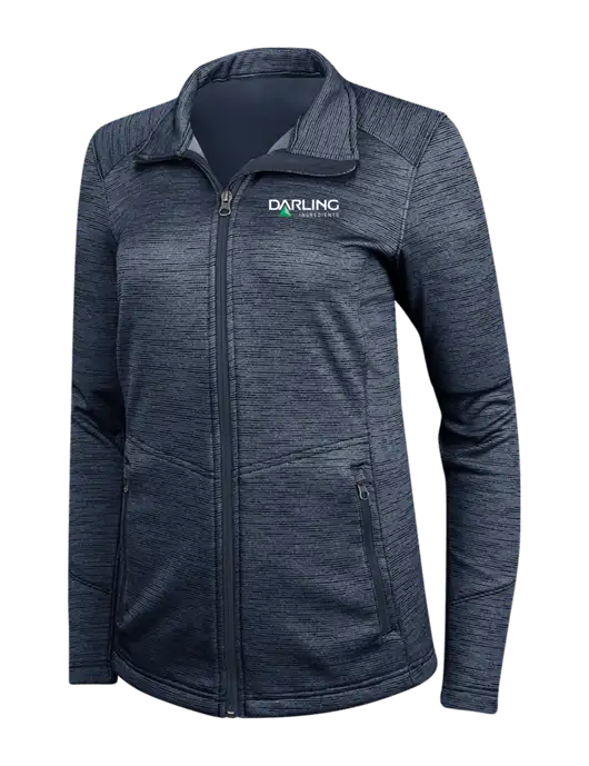 Navy Womens Digi Stripe Fleece Jacket w/Darling Ingredients Logo