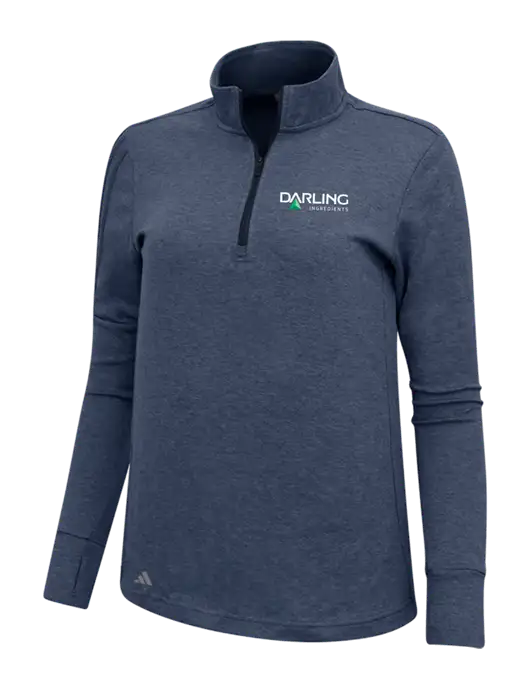 Adidas Navy Melange Womens 3 Stripes Quarter Zip Sweater w/Darling Ingredients Logo