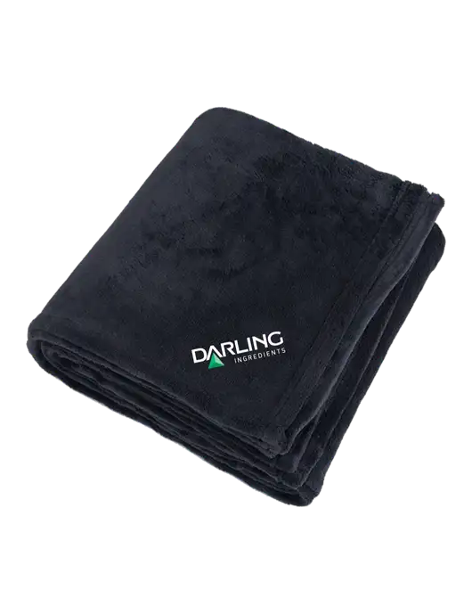 Oversized Deep Black Ultra Plush Blanket w/Darling Ingredients Logo