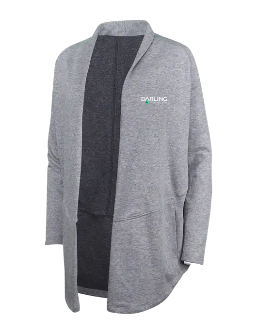 Medium Heather Grey/Char Heather Womens Interlock Cardigan w/Darling Ingredients Logo