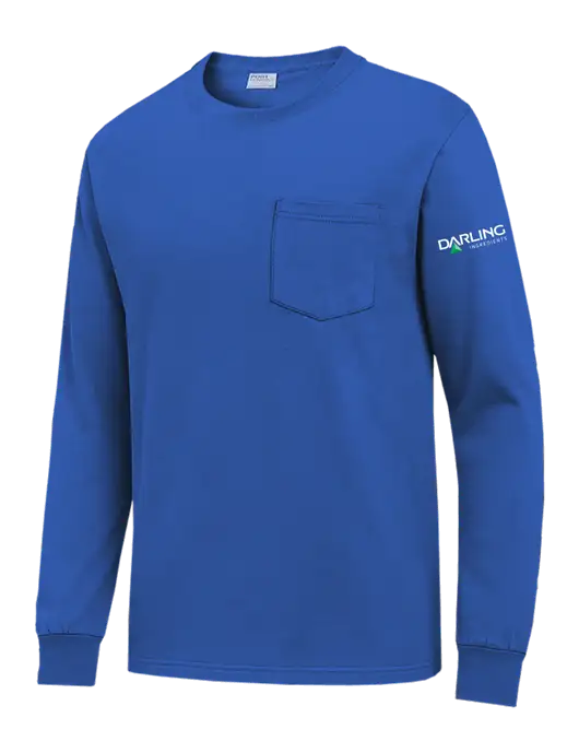 Royal Blue Long Sleeve Heavyweight 6.1 oz Pocket T-Shirt w/Darling Ingredients Logo