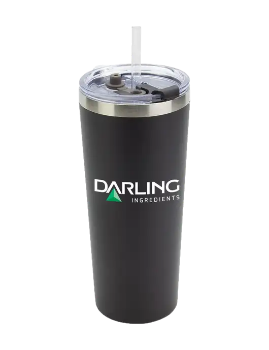 Brighton Black 20 oz Insulated Tumbler & Straw w/Darling Ingredients Logo