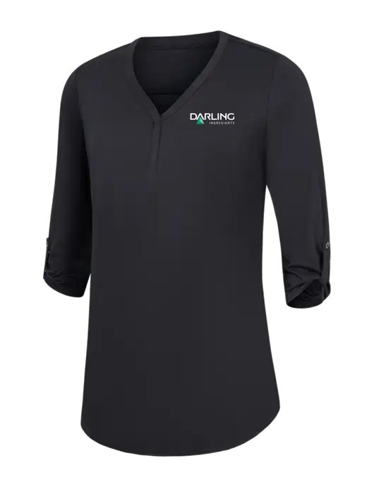 Womens Black City Stretch 3/4-Sleeve Tunic w/Darling Ingredients Logo