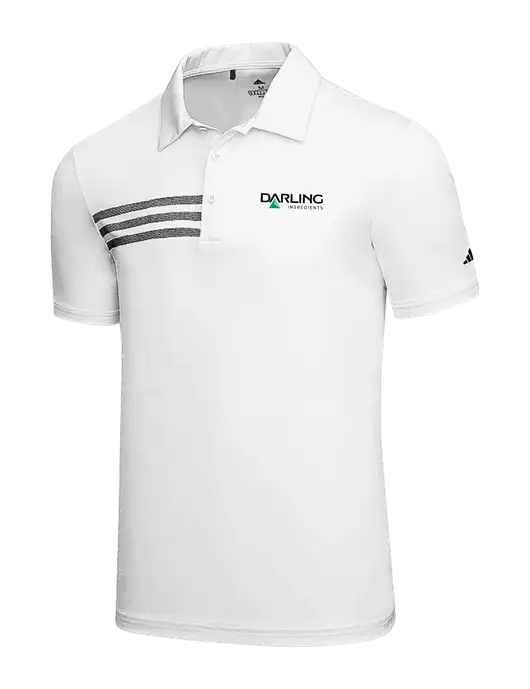 Adidas White 3 Stripes Chest Polo w/Darling Ingredients Logo