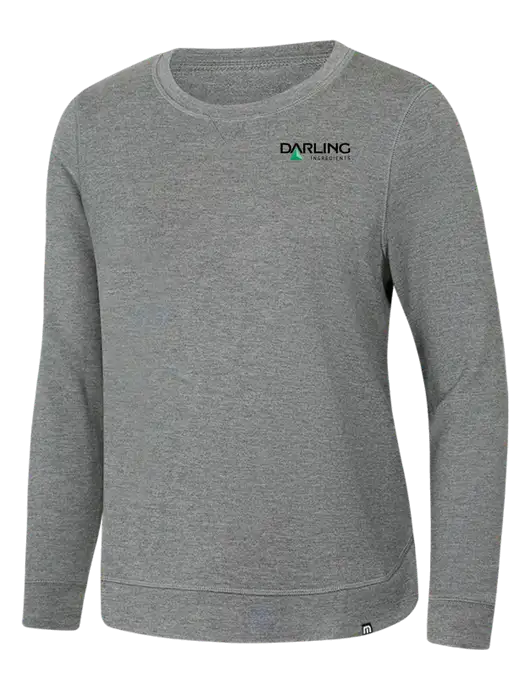 TravisMathew Womens Light Grey Heather Lightweight Long Weekend Crew w/Darling Ingredients Logo
