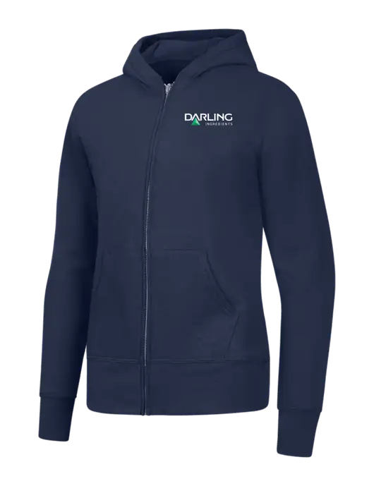 Navy Womens Core Fleece Full-Zip Hooded Sweatshirt w/Darling Ingredients Logo