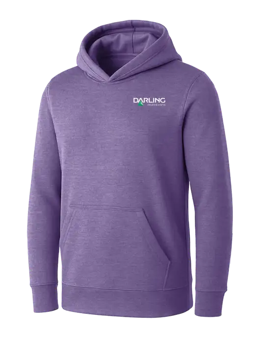 Womens Purple Heather Core Fleece Pullover Hooded Sweatshirt w/Darling Ingredients Logo