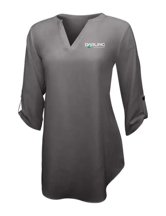 Dark Grey Womens 3/4 Sleeve Tunic Blouse w/Darling Ingredients Logo