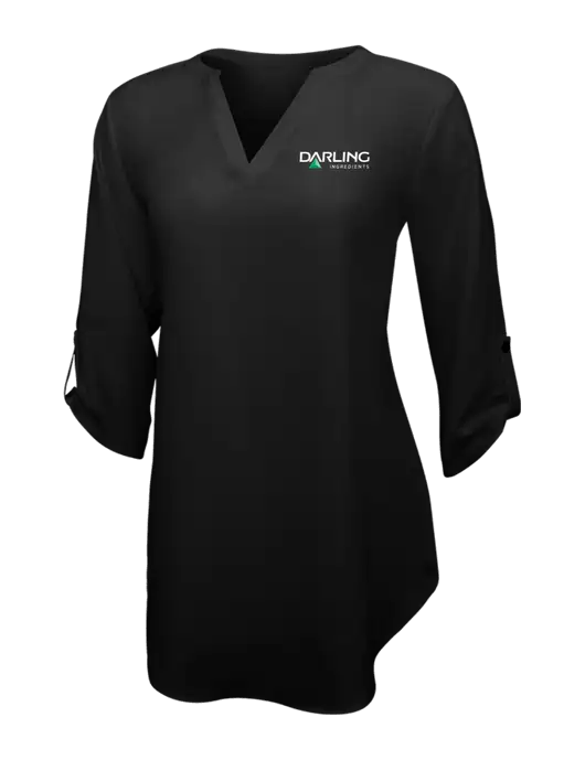 Womens Black 3/4 Sleeve Tunic Blouse w/Darling Ingredients Logo