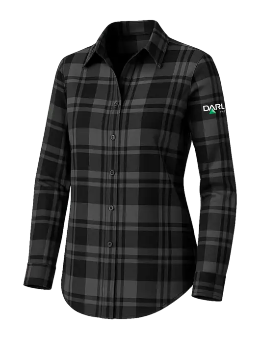 Womens Medium Grey/Black Plaid Flannel Tunic w/Darling Ingredients Logo