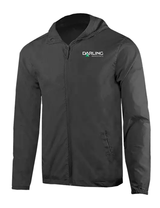 Rainy Day Ultra Lightweight Dark Grey Windbreaker Full-Zip Jacket w/Darling Ingredients Logo