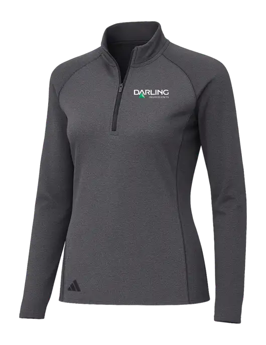 Adidas Womens Black Melange Space Dyed Quarter-Zip Pullover  w/Darling Ingredients Logo
