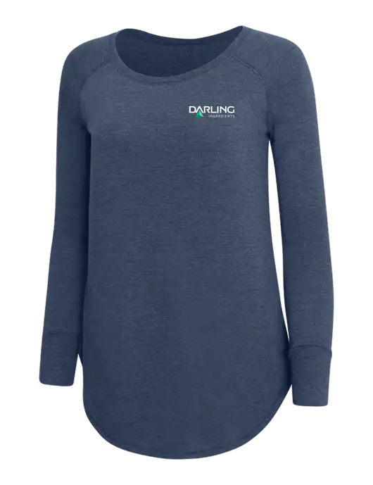 Womens Perfect Wide Collar Tunic Tri-Blend Navy Frost 4.5 oz T-Shirt w/Darling Ingredients Logo