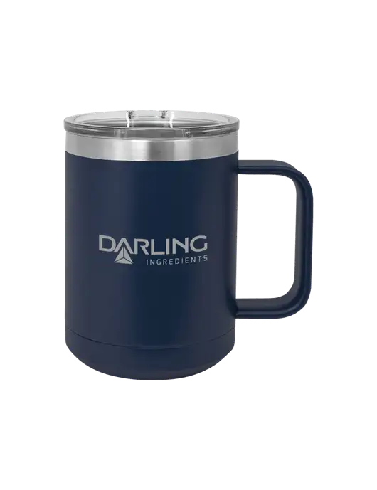 Polar Camel 15 oz Powder Coated Navy Vacuum Insulated Mug with Slider Lid w/Darling Ingredients Logo