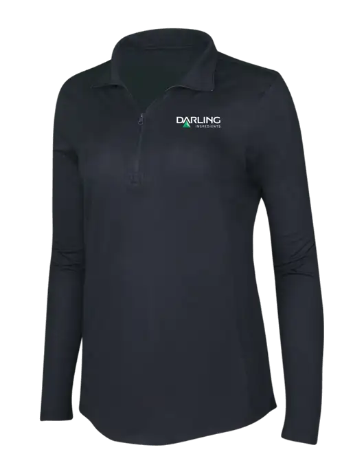 Black Triad Solid Womens Posicharge Tri-Blend Wicking 1/4 Zip Pullover w/Darling Ingredients Logo