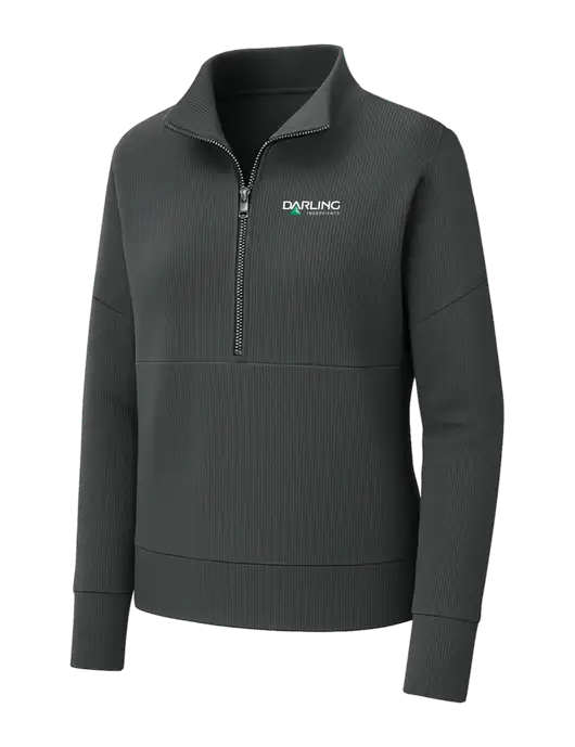 Mercer+Mettle Womens Dark Grey Linear Texture Quarter Zip w/Darling Ingredients Logo