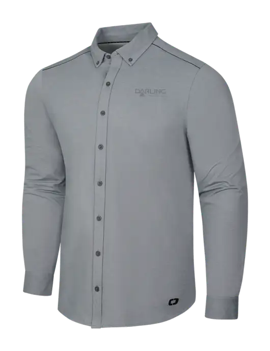 OGIO Medium Grey Heather Modern Code Stretch Button-Up Shirt w/Darling Ingredients Logo