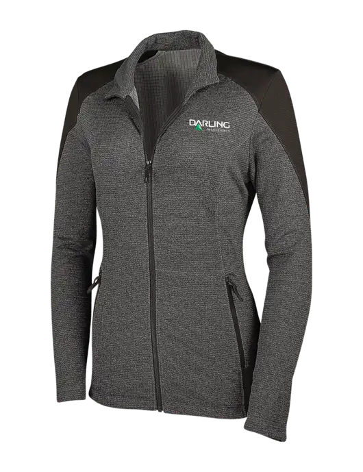 Medium Grey Heather Womens Grid Fleece Jacket w/Darling Ingredients Logo
