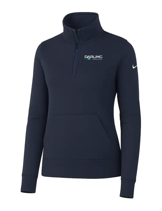 Nike Womens Dark Navy Club Fleece Sleeve Swoosh 1/2-Zip w/Darling Ingredients Logo
