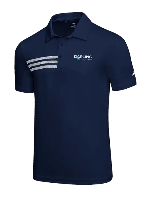Adidas Navy 3 Stripes Chest Polo w/Darling Ingredients Logo