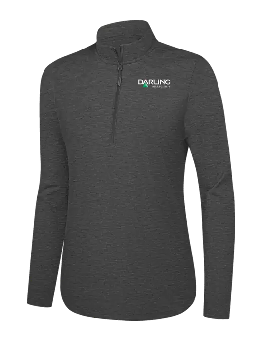  Womens Dark Grey Heather C-FREE Double Knit 1/4-Zip w/Darling Ingredients Logo