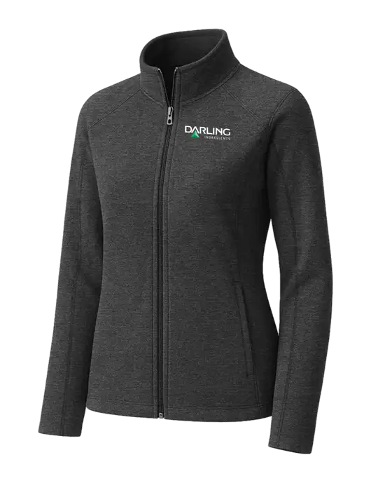 Charcoal Womens Heather Microfleece Full-Zip Jacket w/Darling Ingredients Logo