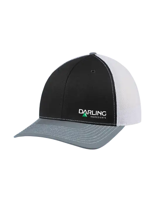 Richardson Adjustable Snapback Original 112 Trucker Cap Black/Light Heather Grey/White Mesh w/Darling Ingredients Logo
