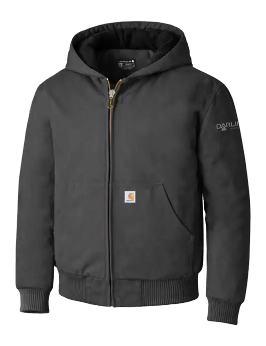 Carhartt Dark Grey Quilted-Flannel-Lined Duck Active Jacket w/Darling Ingredients Logo