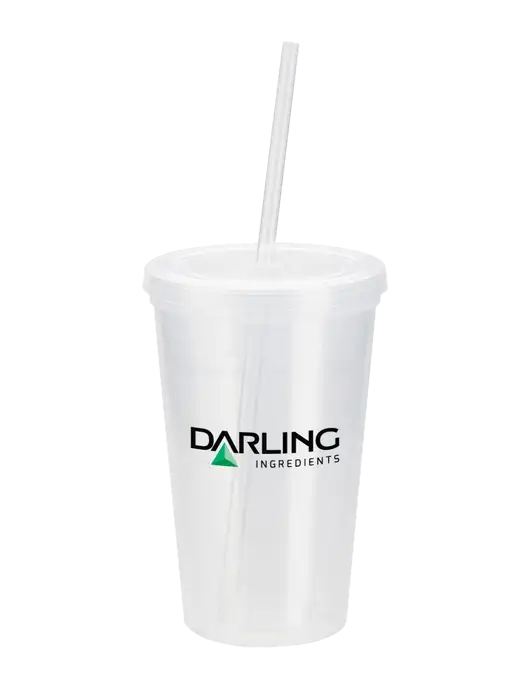 Sorrento Clear 16 oz Tumbler with Lid & Straw w/Darling Ingredients Logo