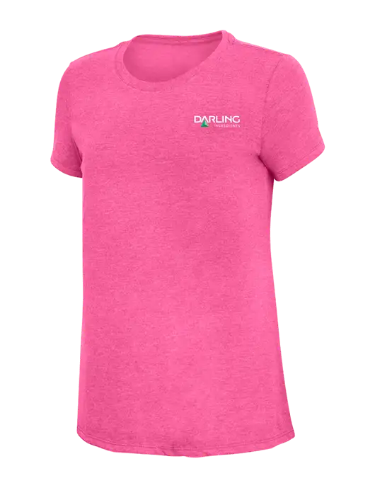 Womens Simply Soft Fuchsia Frost 4.5oz Poly/Combed Ring Spun Cotton T-Shirt w/Darling Ingredients Logo