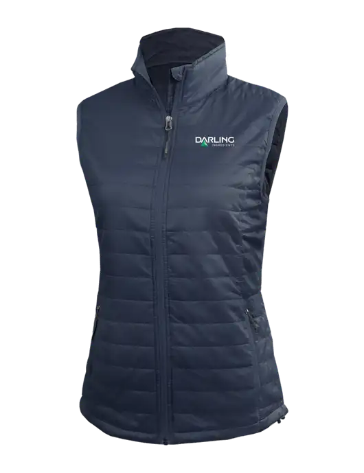 Womens Packable Navy Puffy Vest w/Darling Ingredients Logo