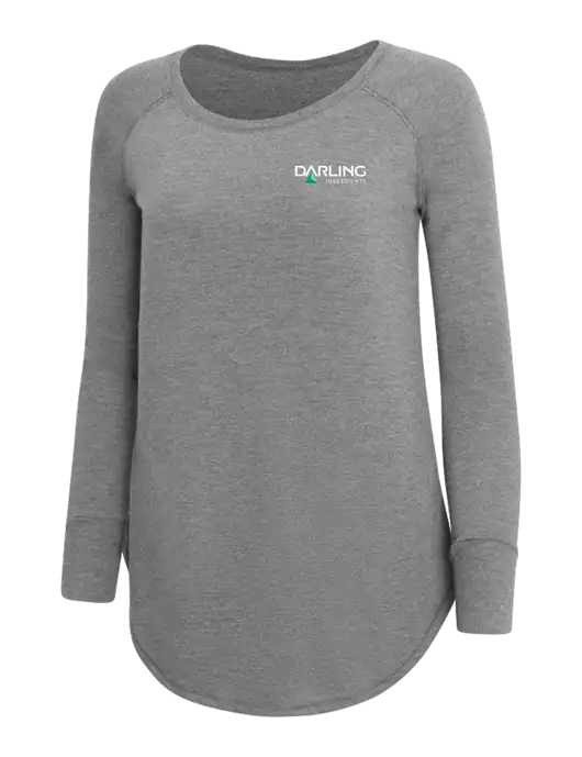 Womens Perfect Wide Collar Tunic Tri-Blend Grey Frost 4.5 oz T-Shirt w/Darling Ingredients Logo