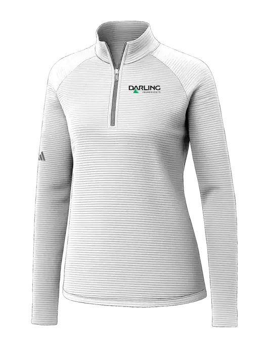 Adidas Womens White Spacer Quarter-Zip Pullover  w/Darling Ingredients Logo