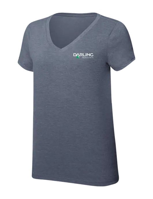 Womens Simply Soft V-Neck Navy Frost 4.5oz  Poly/Combed Ring Spun Cotton T-Shirt w/Darling Ingredients Logo
