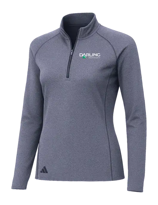 Adidas Womens Navy Melange Space Dyed Quarter-Zip Pullover  w/Darling Ingredients Logo
