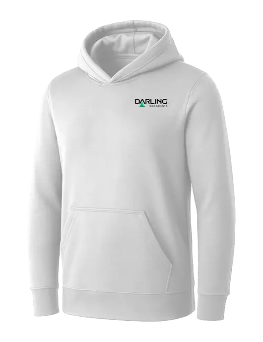 Womens White Core Fleece Pullover Hooded Sweatshirt w/Darling Ingredients Logo